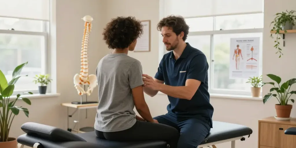 Chiropractor Chatswood consultation scene showing a patient receiving personalized care in a warm and professional setting.