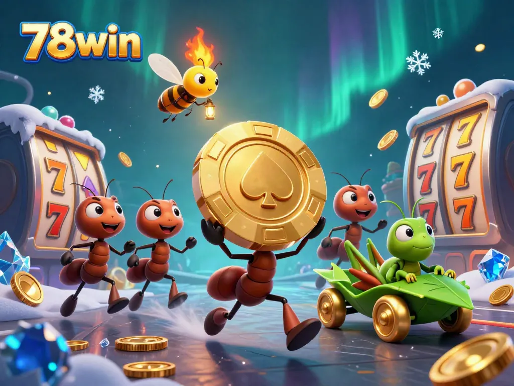 Engage with 78win through a vibrant heist scene showcasing fun casino elements and characters.