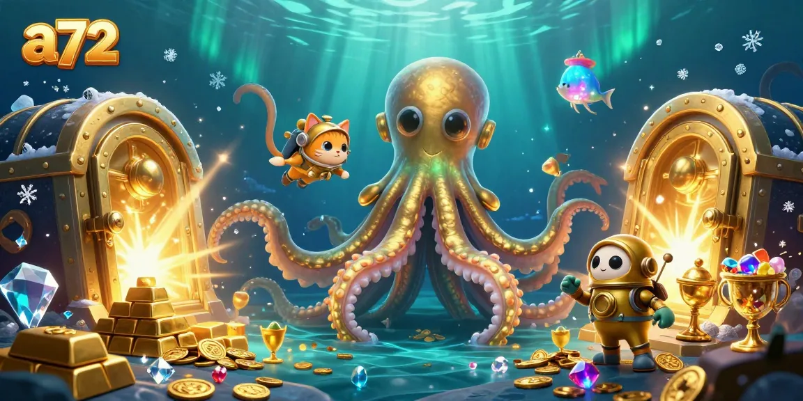 Experience a72's thrilling underwater casino adventure with a colossal kraken and treasures.