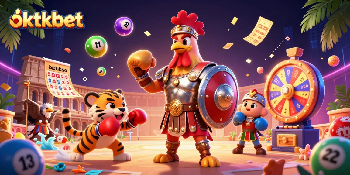 Engage in thrilling lottery games with oktkbet, featuring vibrant elements like colorful balls and prize wheels.