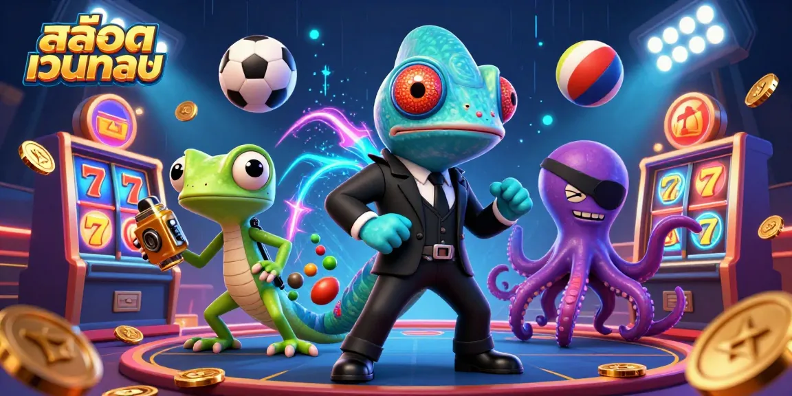 Engage with the exciting สล็อตเว็บตรง gaming experience featuring a colorful 3D casino scene.