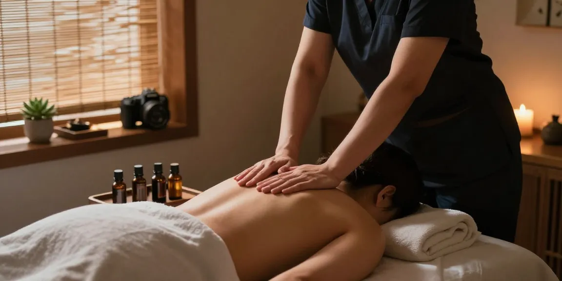 Relaxation massage in serene spa, highlighting 종로출장안마 experience with client and therapist.