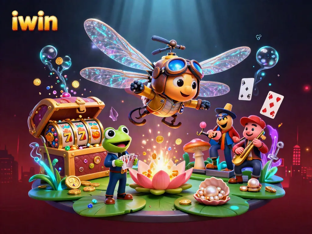 Experience excitement at iwin's engaging lily pad casino with a unique dragonfly pilot and frog dealer.
