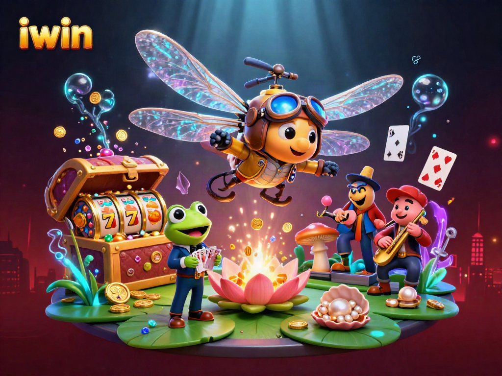 Experience excitement at iwin's engaging lily pad casino with a unique dragonfly pilot and frog dealer.