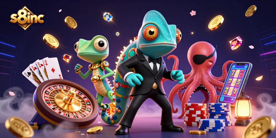 Engage in thrilling gameplay at s8inc with animated characters amidst vibrant casino elements.