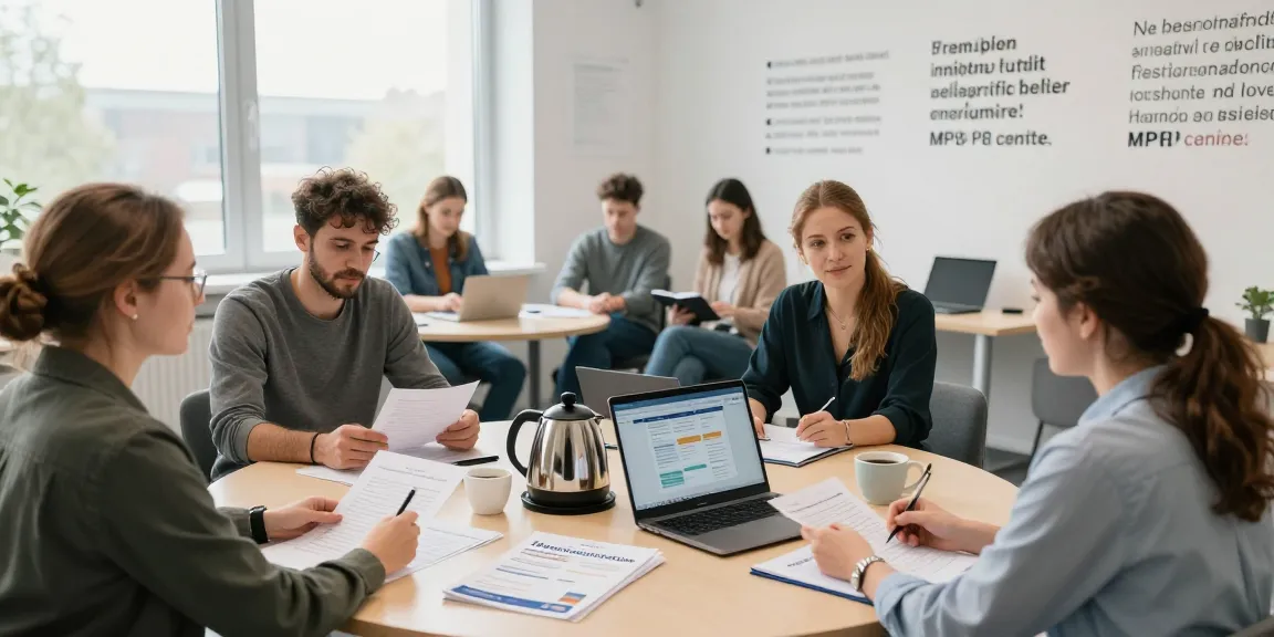 MPU Vorbereitung Hannover - Eine unterstützende MPU Vorbereitungsszene in Hannover mit einer vielfältigen Gruppe im Gespräch mit einem professionellen Therapeuten.