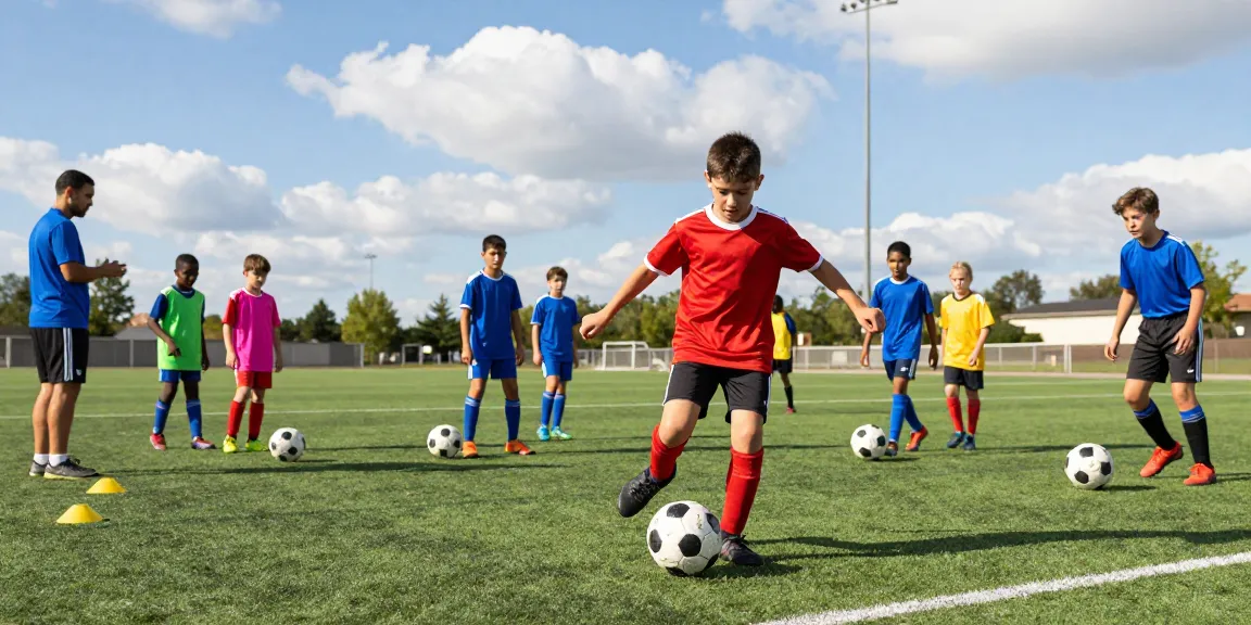 Fußball online kaufen: Kinder trainieren mit hochwertigen Mantom Bällen auf dem Spielfeld.