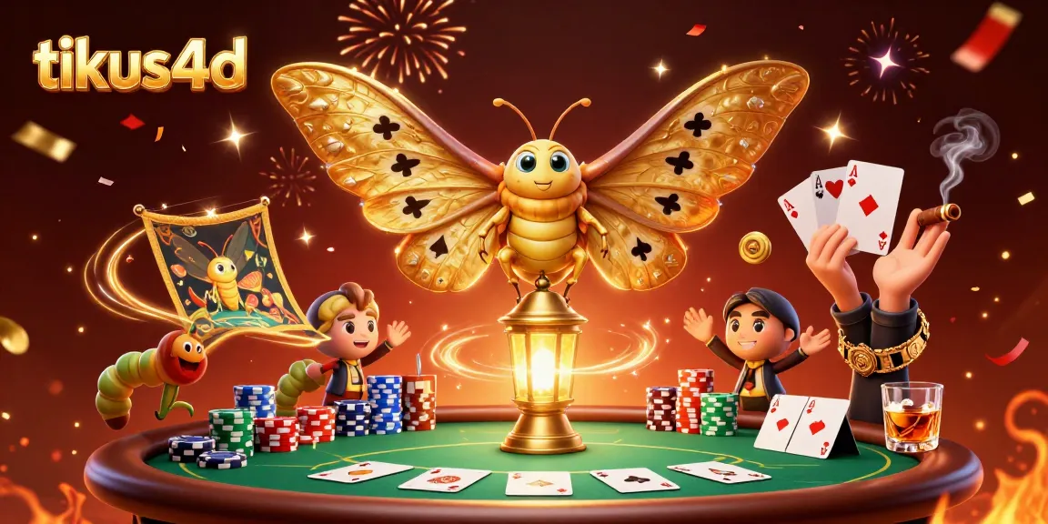 Win big with tikus4d as a majestic atlas moth and casino elements create a vibrant gaming atmosphere.