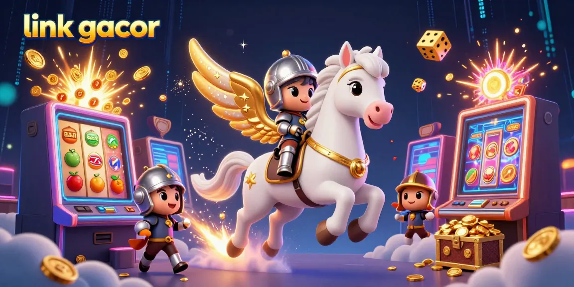 Experience the excitement at link gacor with dazzling slots and a mystical horse in a colorful casino