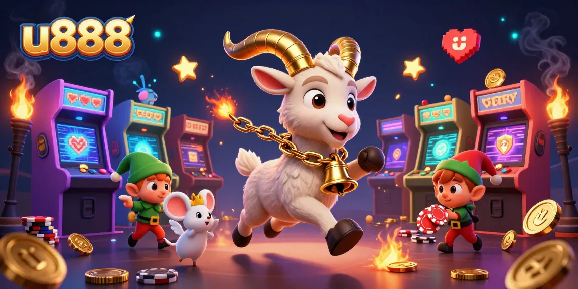 Experience thrilling gameplay at u888's holiday-horror casino with animated characters in festive chaos.