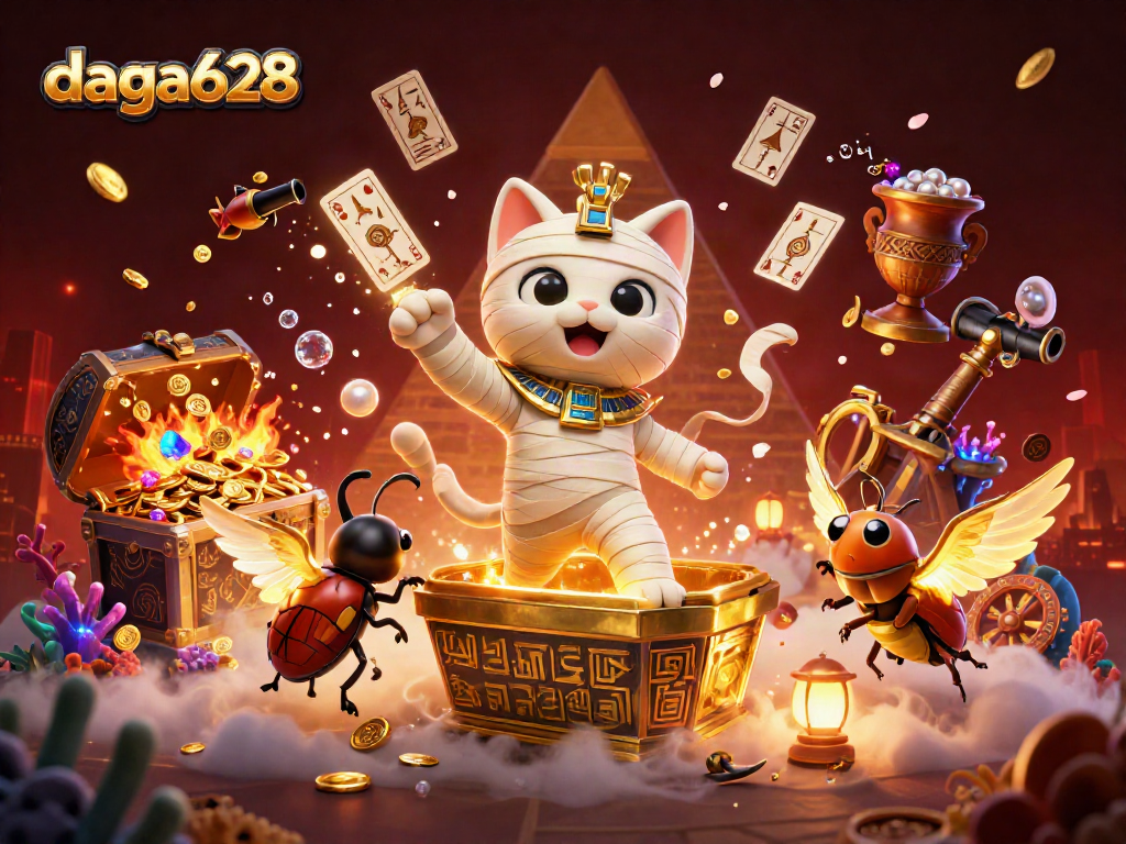 Join the thrilling action with daga628 as the mummy cat battles in a dynamic gambling arena.