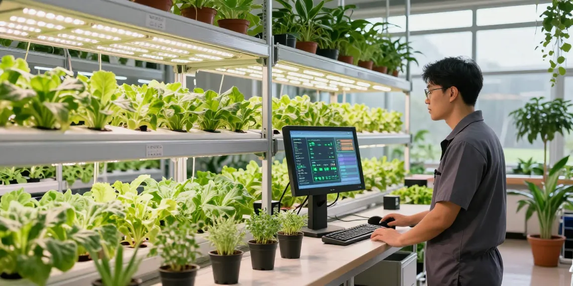 CIKA4D technician managing advanced indoor agriculture technology for optimal plant growth.