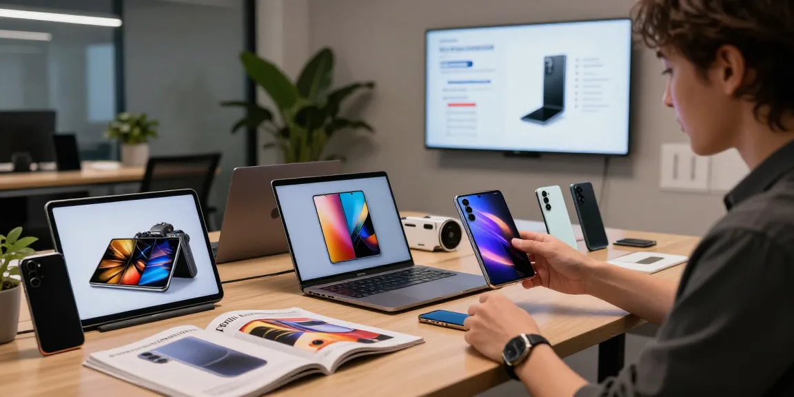 Innovative foldable phones 2026 showcased in a tech workspace with detailed accessories.