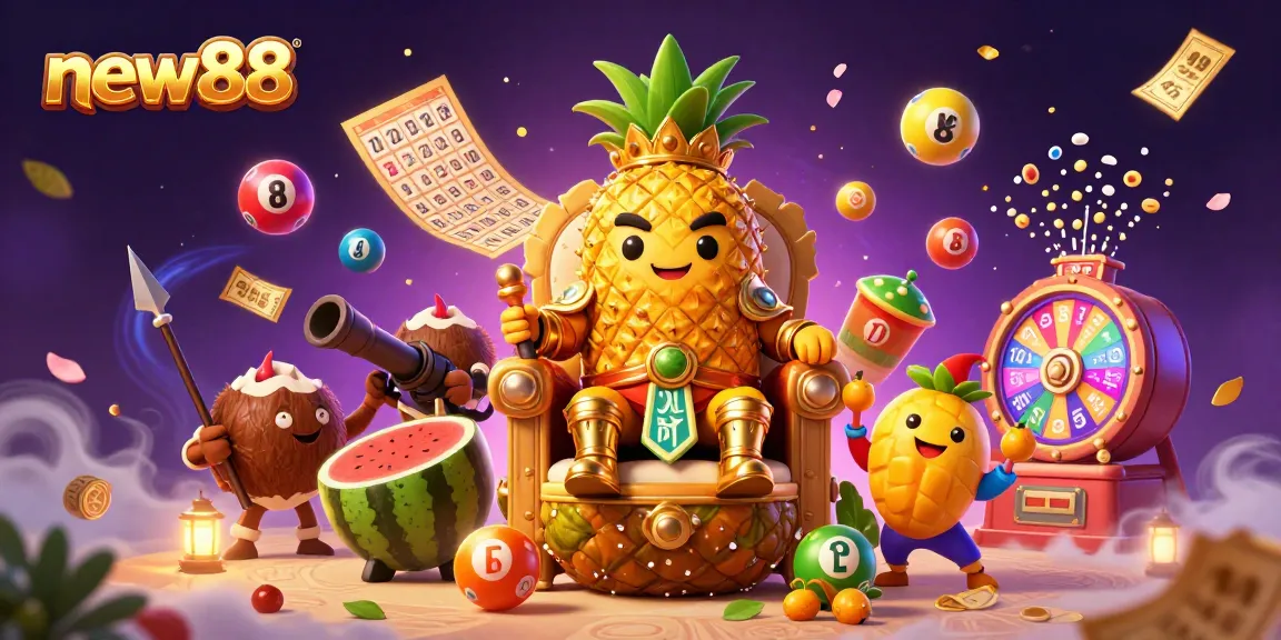 Win big at new88 with a vibrant 3D casino scene featuring lively characters and exciting lottery elements.