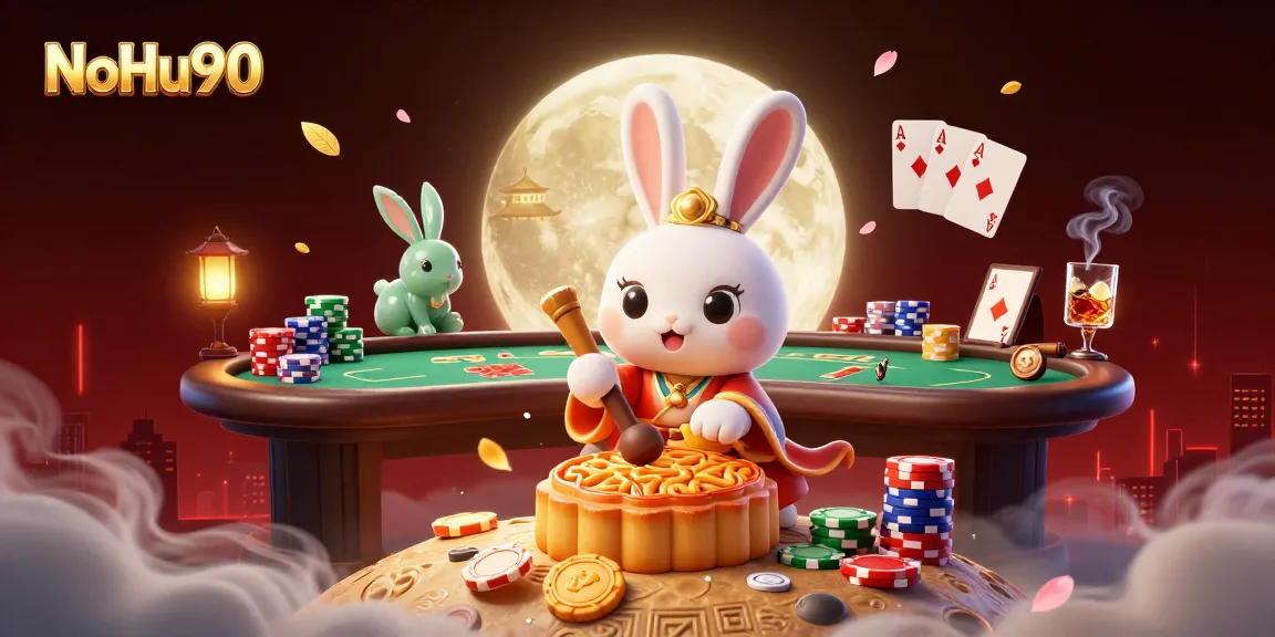 NoHu90 engages players with vibrant casino-themed illustration featuring poker chips, tables, and fantasy characters.