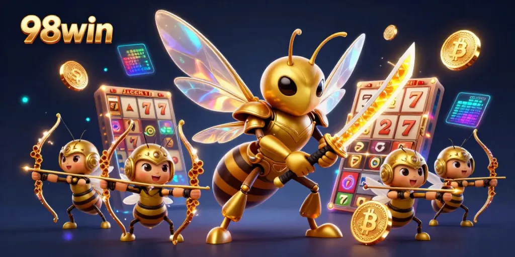 Experience thrilling jackpots at 98win with immersive 3D casino elements and vibrant colors.