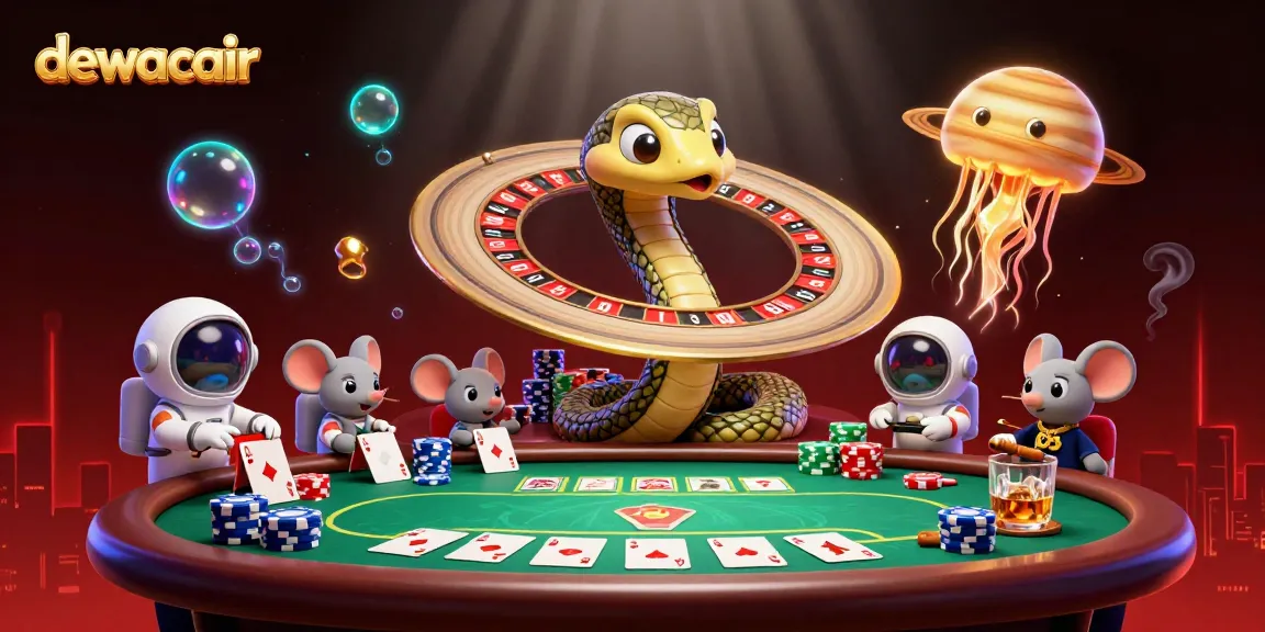 Watch tiny astronaut mice place bets on a roulette wheel made of Saturn's rings amid a vibrant cosmic scene featuring dewacair elements.