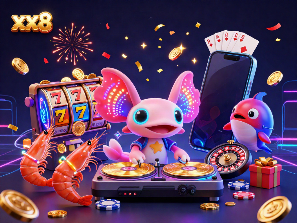 Experience the vibrant world of gaming with xx8's vivid casino scene featuring dynamic characters and exciting gaming elements.