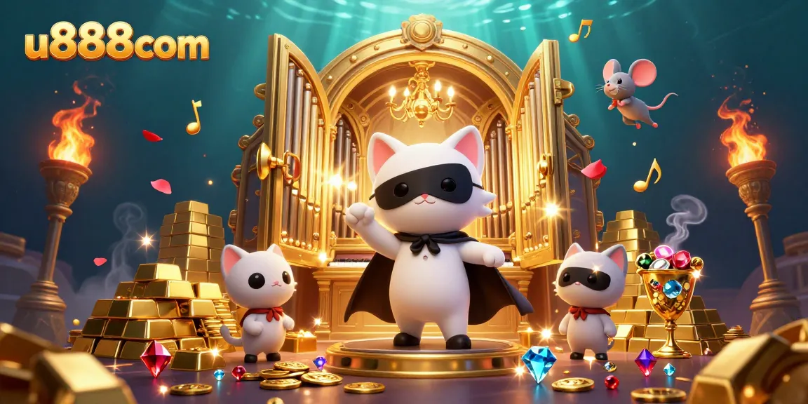 Experience thrilling chances at u888com with a vibrant 3D casino scene featuring iconic gaming symbols.
