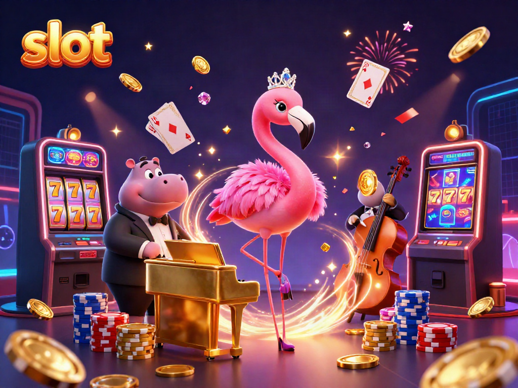 Experience thrilling slots at RUPIAHSLOT88 with dynamic casino scene and vibrant characters.