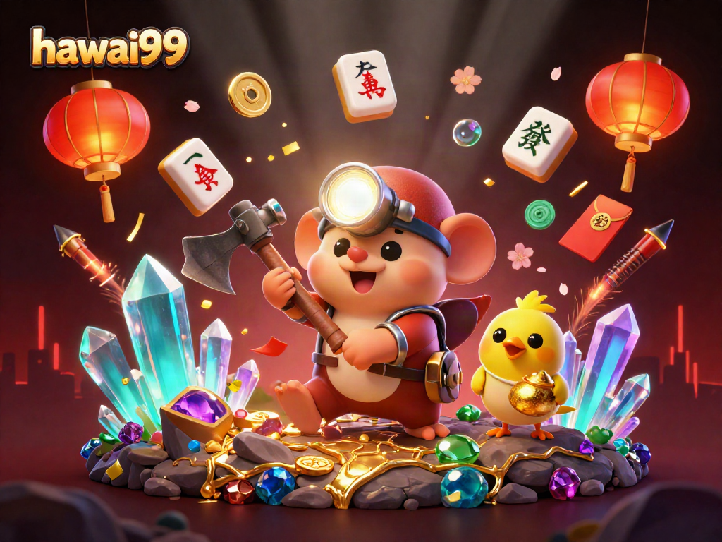 Experience hawai99 with a vibrant 3D treasure hunting adventure filled with gems and casino elements.