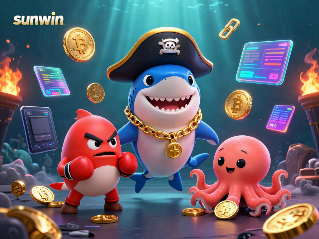 Play exciting games at sunwin with vibrant characters and crypto elements.