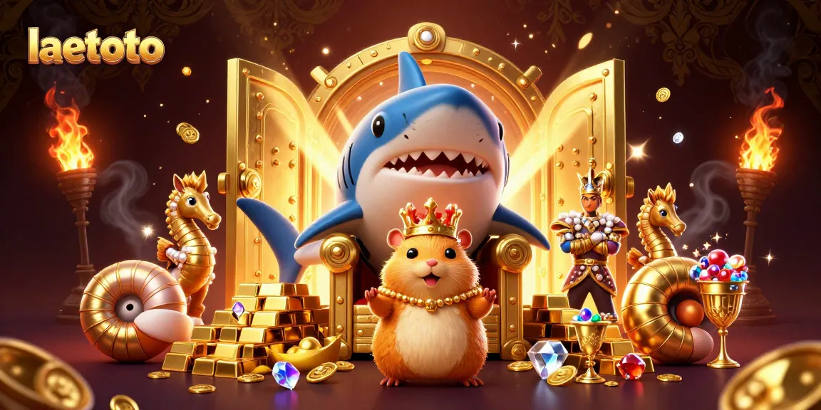 Experience laetoto's thrilling gaming atmosphere with a golden hamster king ruling a treasure-filled kingdom.