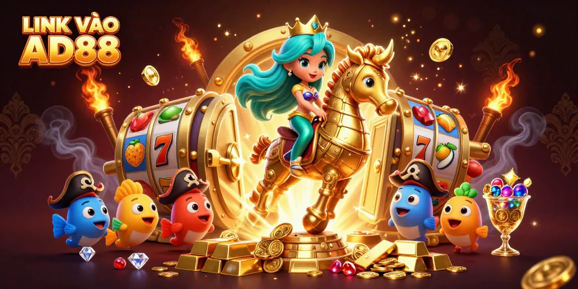 Experience thrilling casino adventure with LINK VÀO AD88 featuring a vibrant mermaid and treasure-filled seascape.