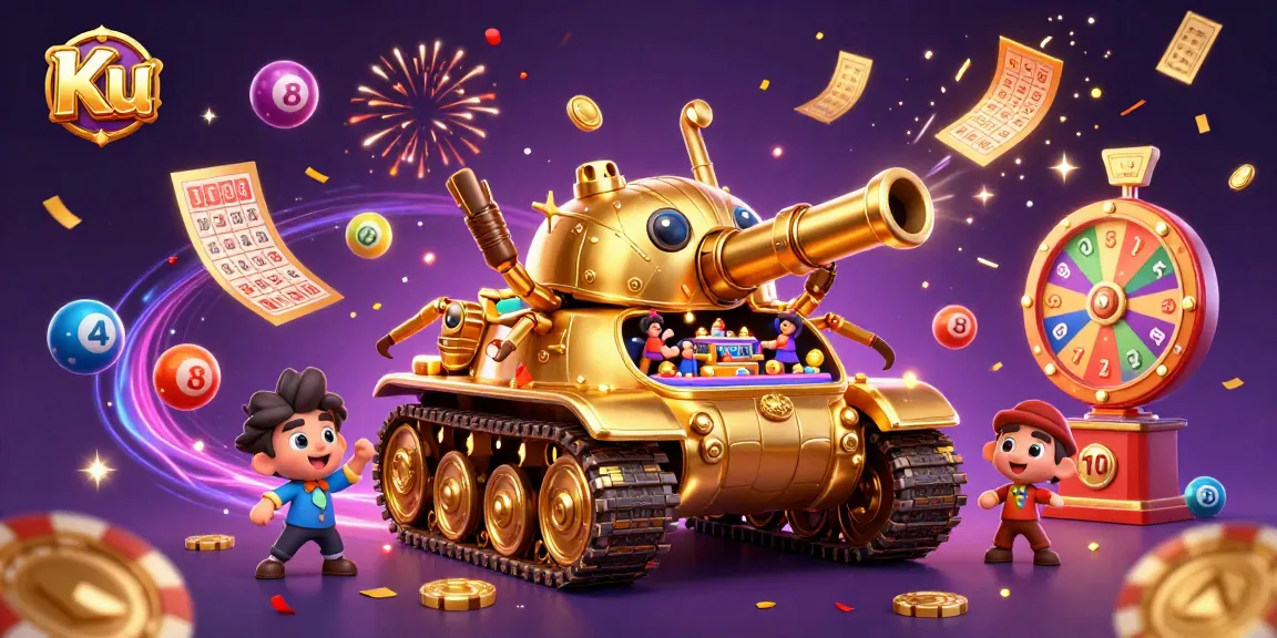 Engage with Ku's vibrant gambling action featuring a golden beetle casino tank amidst lottery excitement.