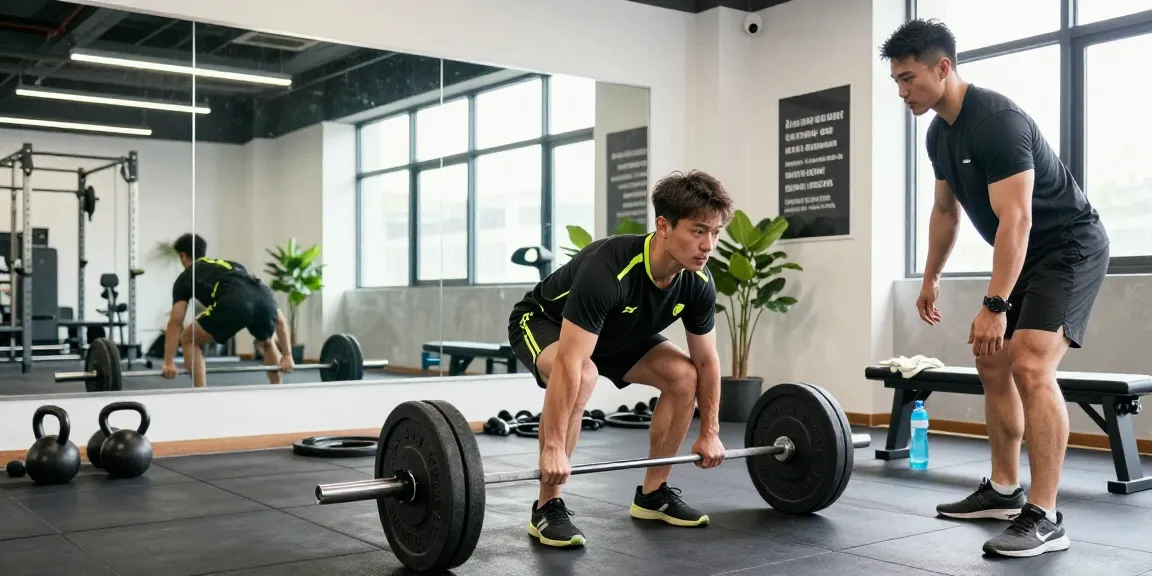 Deus Medical Trainingsszene: Ein Athlet beim Deadlift in einem modernen Fitnessstudio.