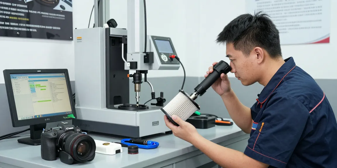 DPF Reinigung Hannover - Fachtechniker bei der Überprüfung und Reinigung eines Dieselpartikelfilters in einer modernen Werkstatt.