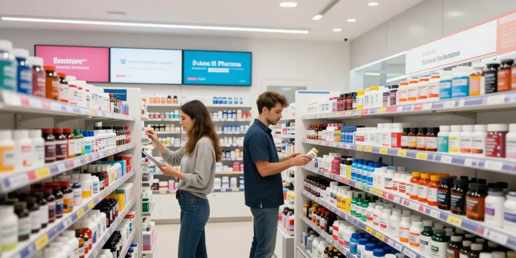 Faszinierendes Einkaufserlebnis im Medi Pharma Shop mit Gesundheitspräparaten und Steroiden.