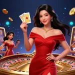 PANGKALANSLOT jackpot celebration featuring a confident Asian woman holding a playing card.