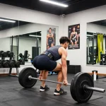 Anabolika Shop demonstrating a strong athlete performing deadlifts in a modern gym environment, symbolizing strength training and fitness.