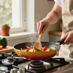 Gesunde Zubereitung in einer PTFE-freien Pfanne für umweltbewusste Köche