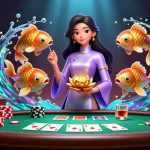 Engage in thrilling games at J188 with a vibrant casino scene featuring a poker table and dynamic play elements.