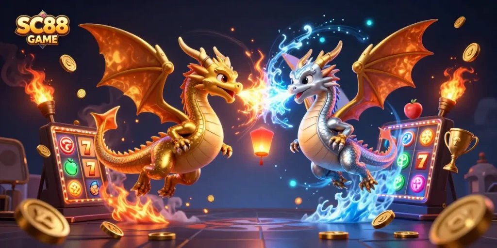 Play thrilling SC88 GAME with gold and silver dragons, adding excitement with jackpot themes.