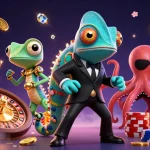 Engage in thrilling gameplay at s8inc with animated characters amidst vibrant casino elements.