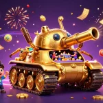 Engage with Ku's vibrant gambling action featuring a golden beetle casino tank amidst lottery excitement.