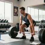Global Pharma Steroids: Athlet beim Gewichtheben in modernem Fitnessstudio mit motivierender Atmosphäre