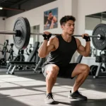 Utinon Steroids Shop - Bodybuilder beim Gewichtheben in einem modernen Fitnessstudio.