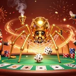 No deposit bonus codes for australia shimmering in an elaborate casino scene with vibrant poker elements.